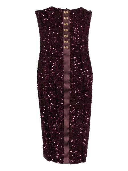 Костюм миди рокля Elisabetta Franchi с пайети до коляното виолетово