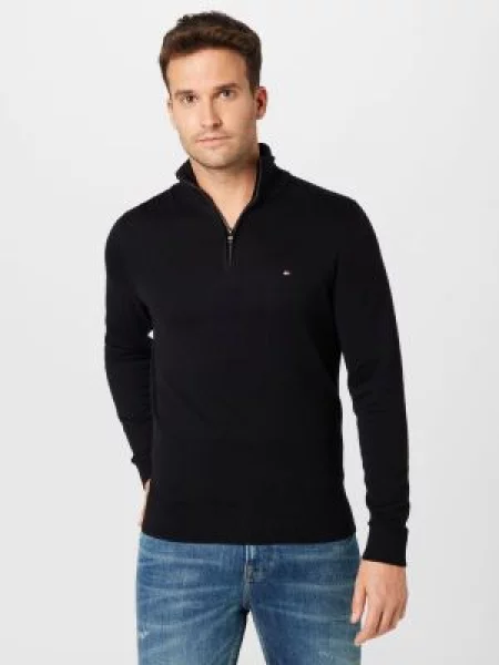 TOMMY HILFIGER Pulover mornarska / ognjeno rdeča / črna bela