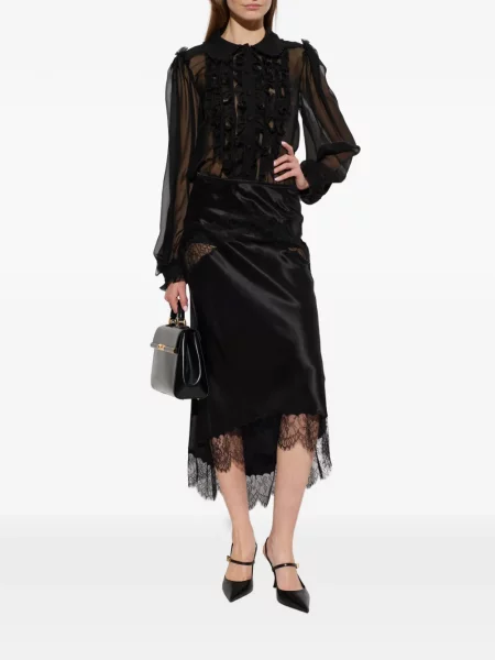 Bluză Dolce & Gabbana cu volane negru