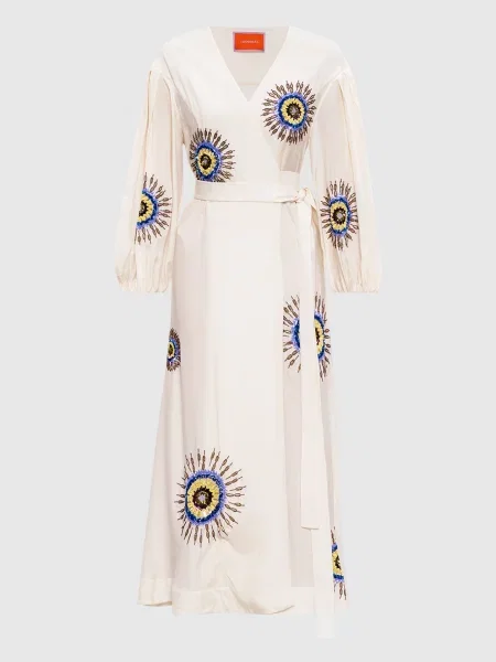 Сукня на хапах з квітковою аплікацією La Doublej біла