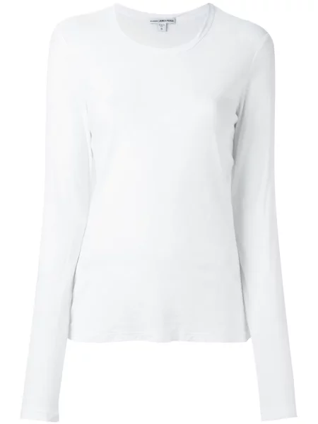 Tricou James Perse cu decolteu rotund alb