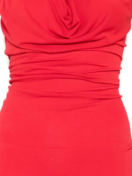 Rochie maxi Rick Owens Lilies drapată cu un umăr gol roșu