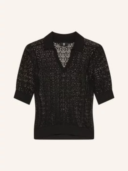 Riani Polo Tričko Z Perforované Látky černá