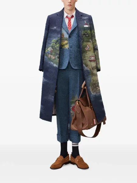 Geacă Thom Browne cu broderie albastru