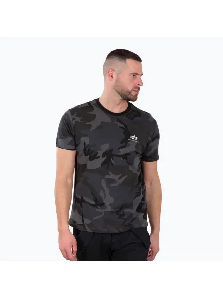 Tricou pentru bărbați Alpha Industries Basic Small Logo Camo black camo negru