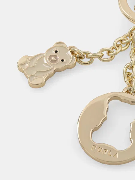 FURLA Prívesky na kľúče BEAR zlatá / čierna / biela béžová