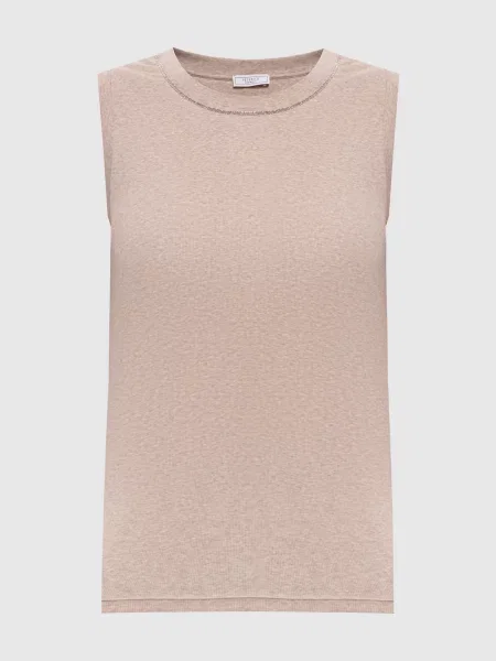 Меланжевий топ в рубчик з ланцюжком Peserico бежевий