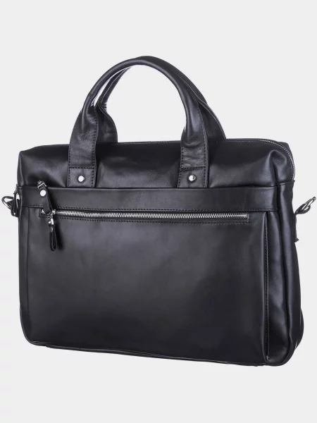 Кожаная сумка для ноутбука Shvigel черная
