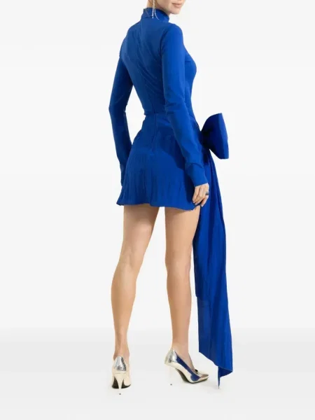 Rochie maxi David Koma cu funde lungă de costum albastru