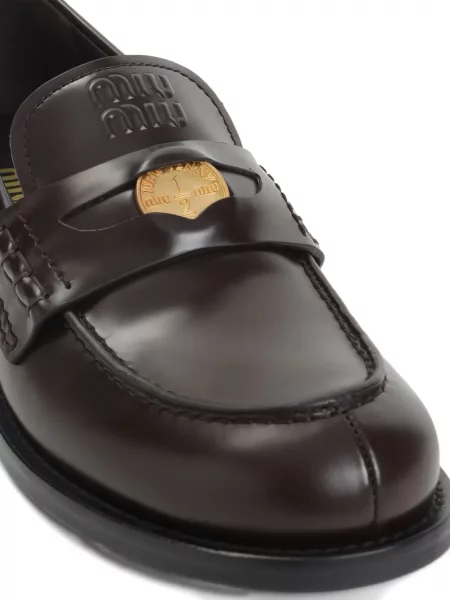 Pantofi loafer Miu Miu din piele maro