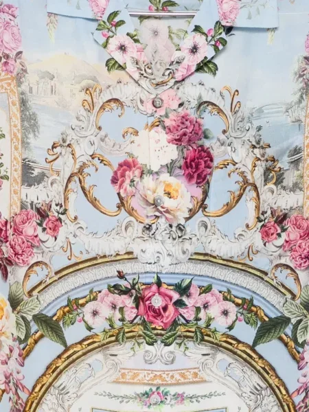 Květinová košile Camilla s potiskem modrá