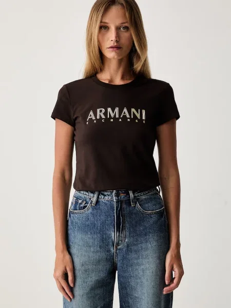 Armani Exchange tricou pentru femei din cu maro