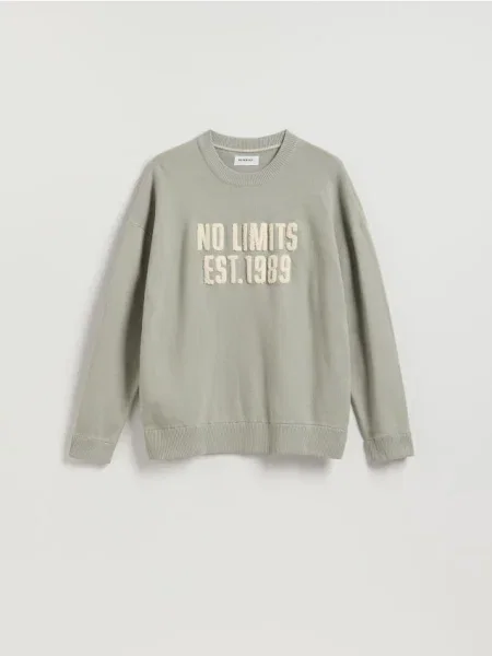 Reserved Pulover cu inscripție verde-pal verde