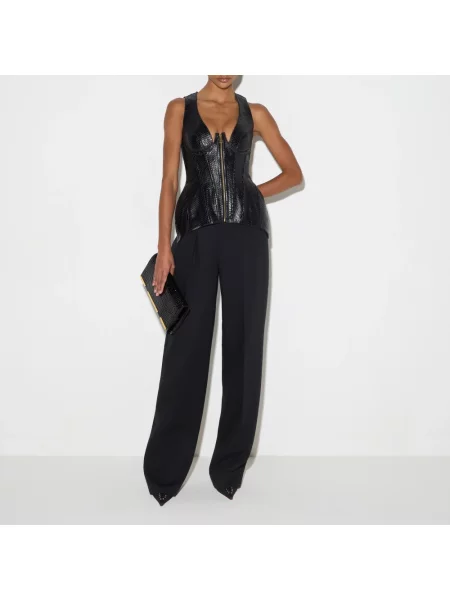 Top Elisabetta Franchi skórzany czarny