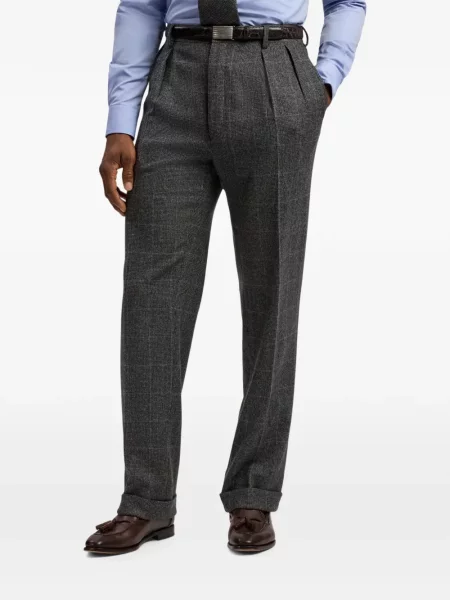Spodnie Ralph Lauren Purple Label wełniane w kratę szare