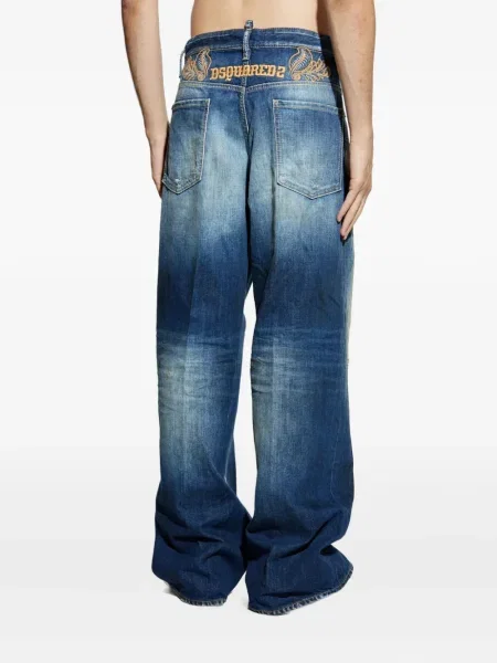 Blugi Dsquared2 cu broderie albastru
