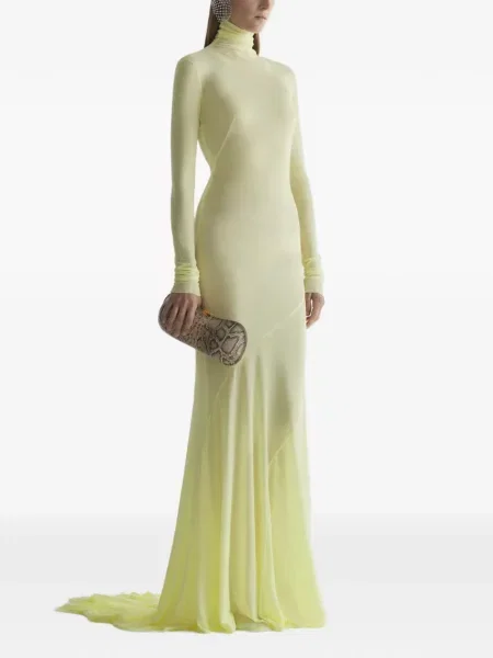 Pulover cu guler înalt rochie Mugler de costum galben