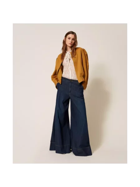 Szerokie jeansy Twinset niebieskie