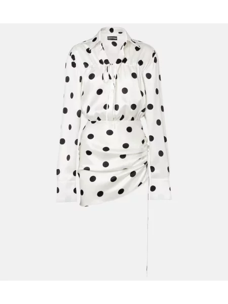 Rochie David Koma din satin cu buline alb