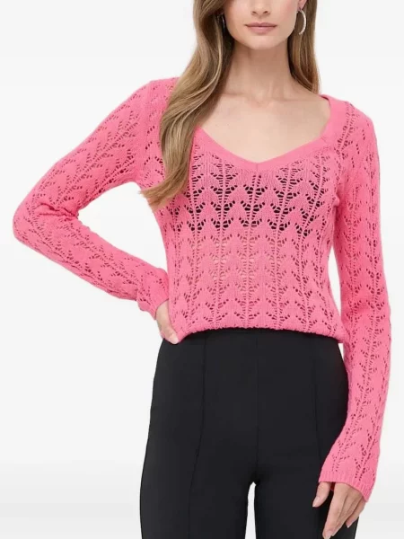 Pulover Twinset cu decolteu în V roz
