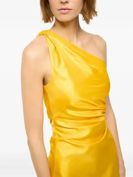 Rochie midi Staud până la genunchi cu un umăr gol de costum galben