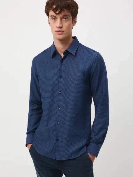 Košile Medicine tmavomodrá slim s klasickým límcem