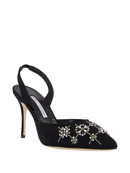 Pantofi cu toc Manolo Blahnik de cristal negru