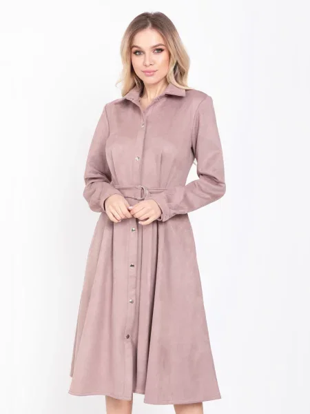 ISSA Plus Сукня міді Штучна замша бежевий