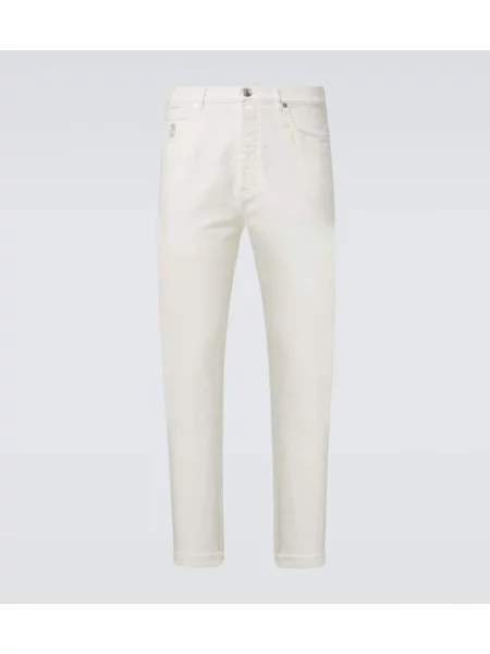 Džíny Brunello Cucinelli s vysokým pasem bílé