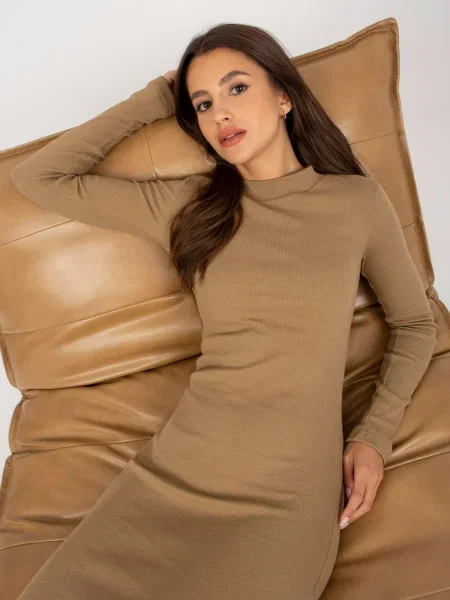 Rochie Fashionhunters cu dungi de costum bej