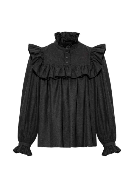Top Chloé de lână cu volane gri