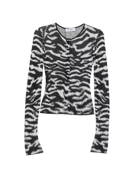 Lung cardigan The Attico cu imagine cu model zebră negru