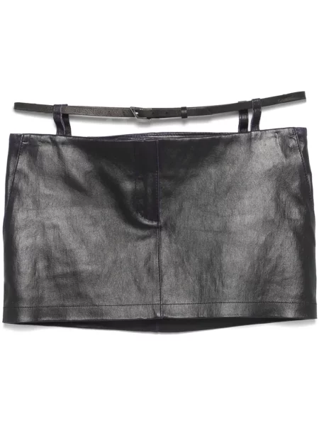 Mini fustă din piele The Attico mini negru