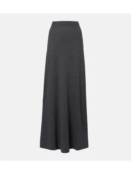 Fusta maxi Balenciaga cu talie înaltă de lână gri