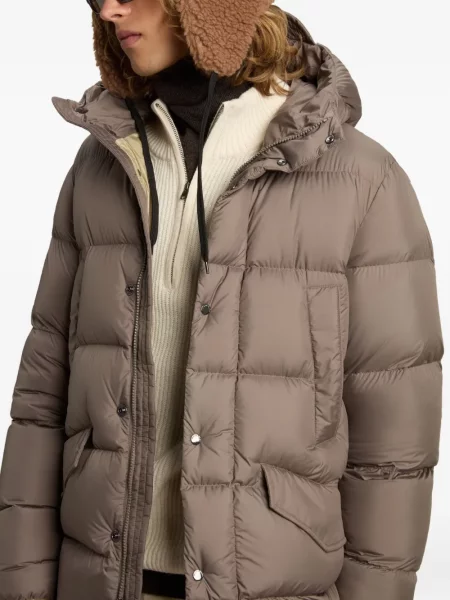 Geacă cu puf Woolrich cu glugă maro