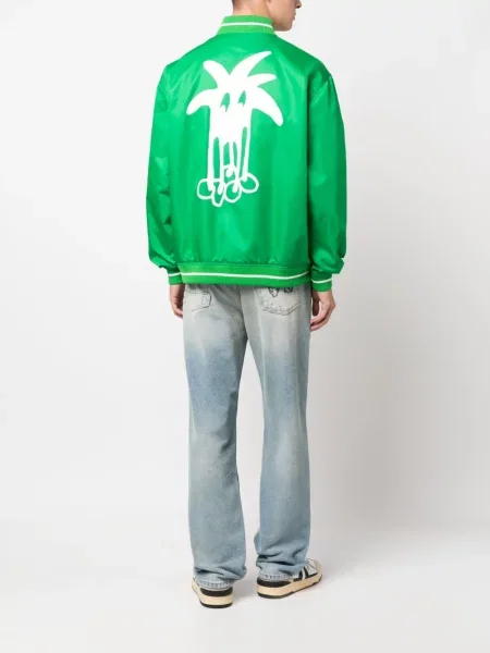 Raštuota bomber striukė Palm Angels žalia