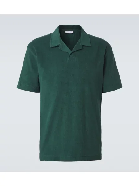 Tricou polo Sunspel din material terry verde