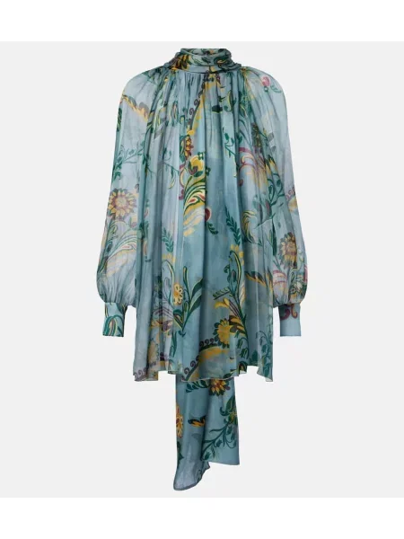 Top Etro de mătase albastru