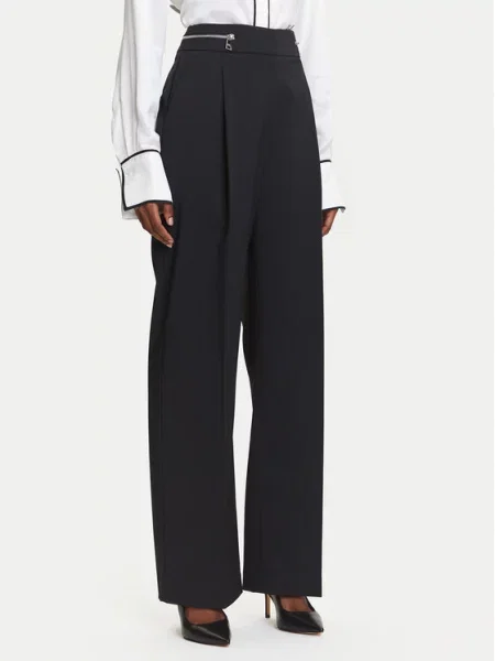 Kalhoty z materiálu KARL LAGERFELD černé
