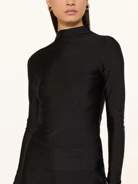 Leger Studio Koszulka Z Długim Rękawem Daniela Z Kamieniami Ozdobnymi schwarz czarna