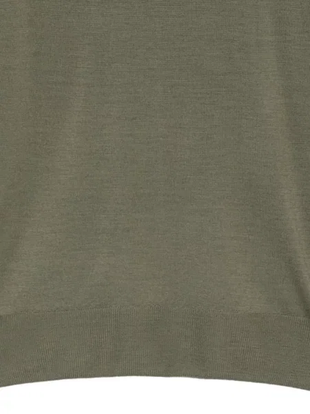 Pulover Canali de lână cu decolteu rotund verde