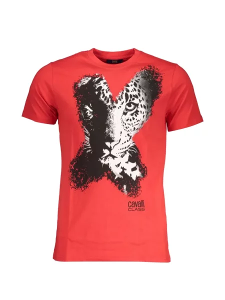 Tricou Cavalli Class cu imagine cu model leopard roșu