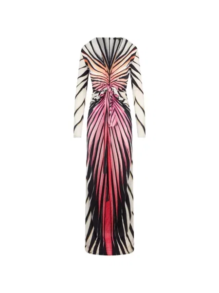 Rochie maxi Roberto Cavalli cu imagine negru