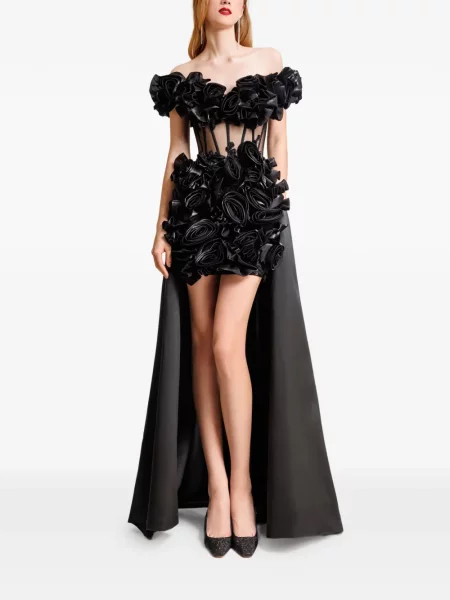 Rochie Gemy Maalouf cu model floral de costum negru