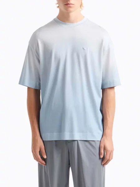 Футболка Emporio Armani из лиоцела голубая