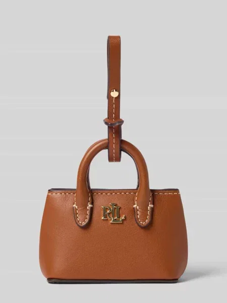 Zawieszka ze skóry z aplikacją z logo Lauren Ralph Lauren brązowa
