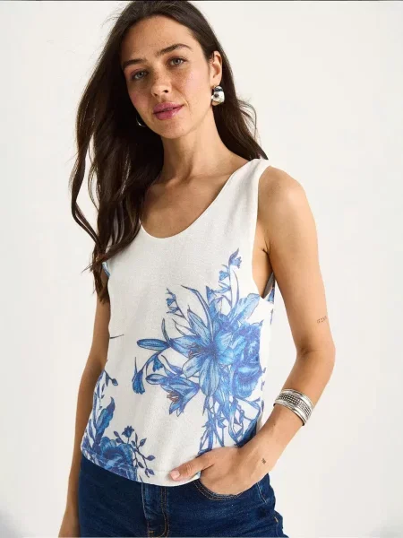 Bianco Lucci Top modra / azur bela