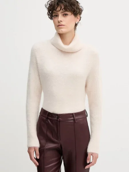 Sandro Ferrone pulover din amestec de lână de alpaca cu guler bej