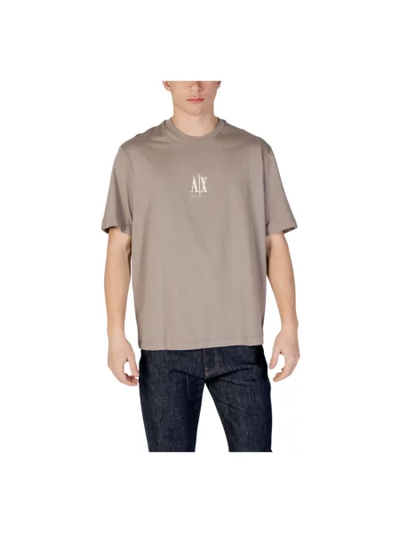 Koszulka Armani Exchange z krótkim rękawem brązowa