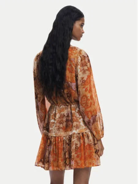 Desigual Šaty hnědá / jasně / tmavě / offwhite oranžová